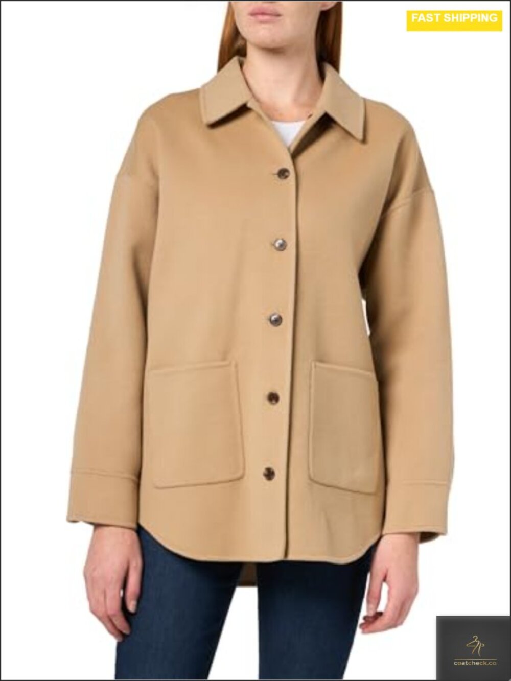 Oversized Shirt Jacket with Button Closure